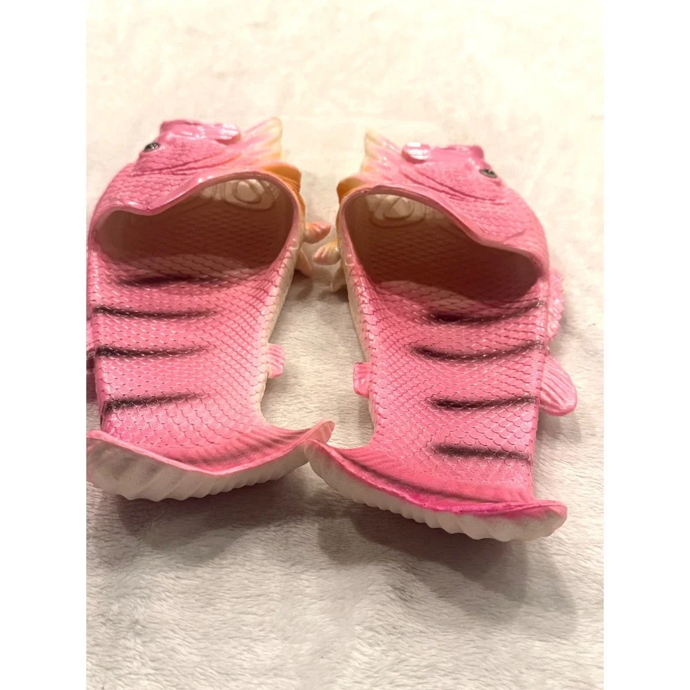 GMW Fish Flip Flops Pink Bass Slides Sandals Mens 11-12 Womens 13-14 EU 46-47